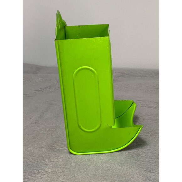 Vintage Lime Green Metal Match Holder with Wall Mount Design 1970s - Picture 2 of 8